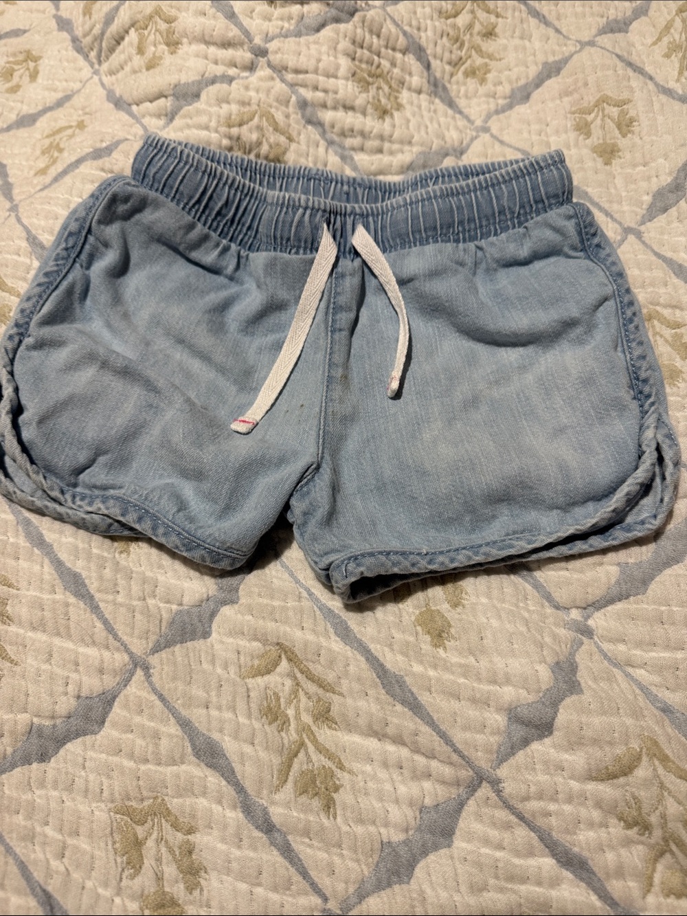 Cat & Jack Light Blue Girls' Drawstring Denim-Look Shorts